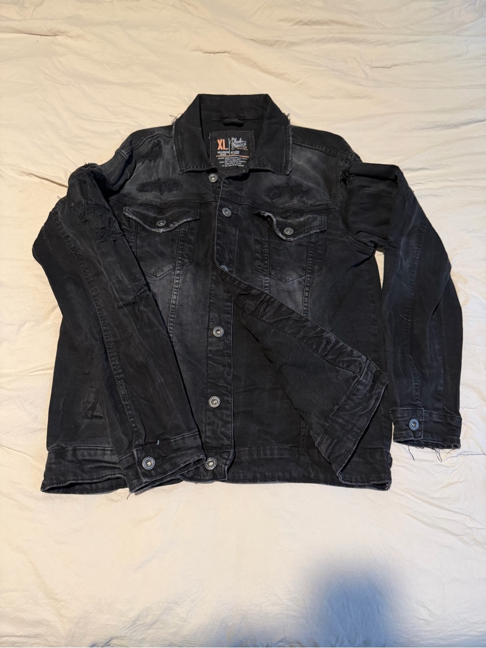 Black Washed Denim Jacket - XL